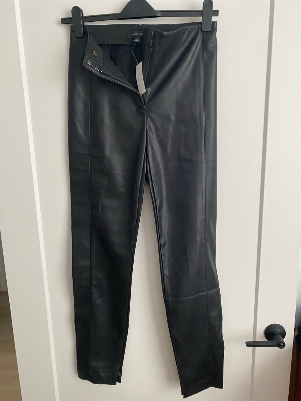 Ann Taylor Black Faux Leather Slim Fit Pants